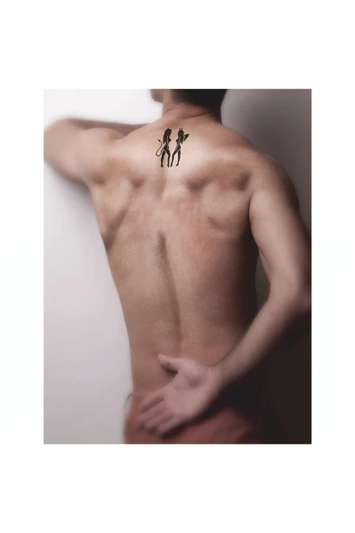 Kruvazör Şeytan ve Melek Kızlar Tattoo Geçici Dövme Şablonları Kına Kalıpları - 2