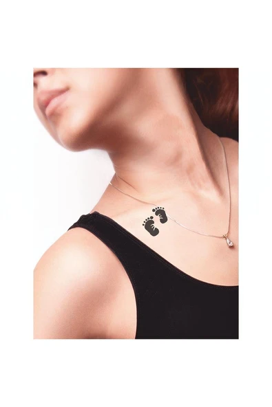 Kruvazör Bebek Ayak İzi Tattoo Geçici Dövme Şablonları Kına Kalıpları - 2