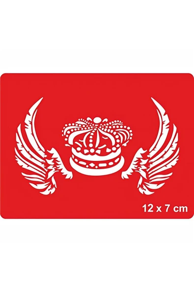 Kruvazör Kanatlı Kral Tacı Tattoo Geçici Dövme Şablonları Kına Kalıpları
