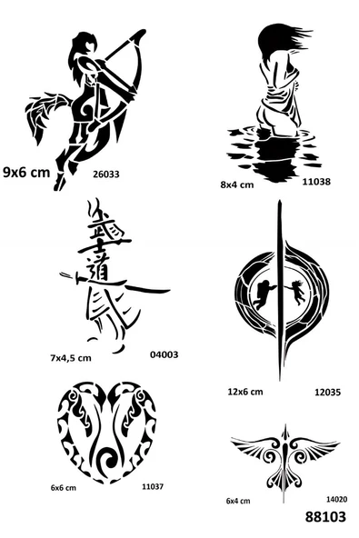 Süpertrend Aşk ve Karadelik Geçici Dövme Kalıpları Tattoo Stencil Modelleri