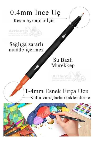 Fineliner 10 Lu Çift Taraflı İnce Uçlu Kalem 1 Paket 10 Renk 0.4 Mm Keçe Uçlu Kalem Renkli İşaretleme Yazı Kalemi - 2