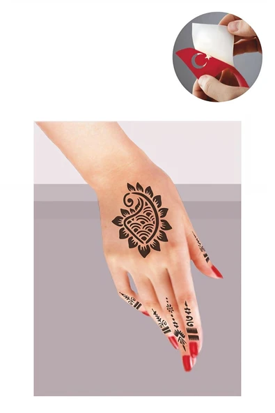 Süpertrend El Parmak Çiçek Hint Kınası ile Geçici Dövme Yapma Seti - 2