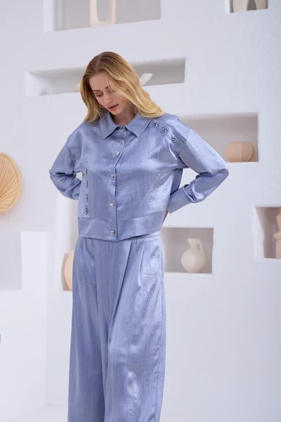 İPEK SATEN BOL PANTOLONLU TAKIM - 2