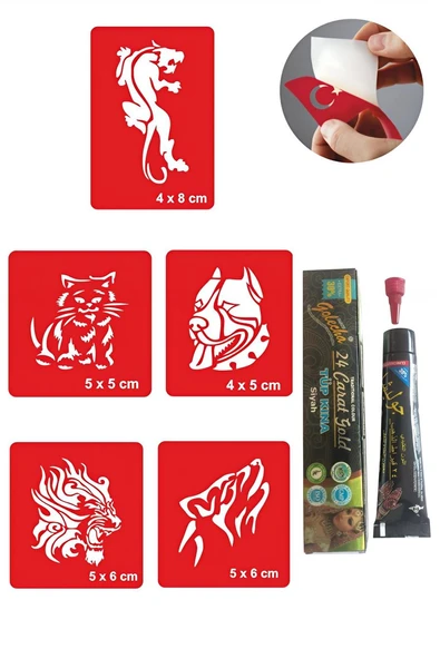Süpertrend Vahşi Desenler Hint Kınası ile Geçici Dövme Yapma Seti