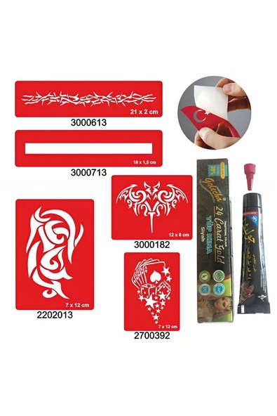 Süpertrend Tribal Zincir Desenleri Hint Kınası ile Geçici Dövme Yapma Seti