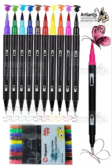Fineliner 10 Lu Çift Taraflı İnce Uçlu Kalem 1 Paket 10 Renk 0.4 Mm Keçe Uçlu Kalem Renkli İşaretleme Yazı Kalemi