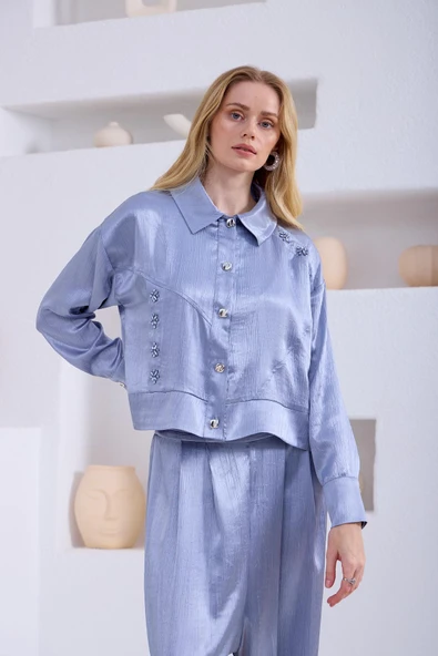 İPEK SATEN BOL PANTOLONLU TAKIM