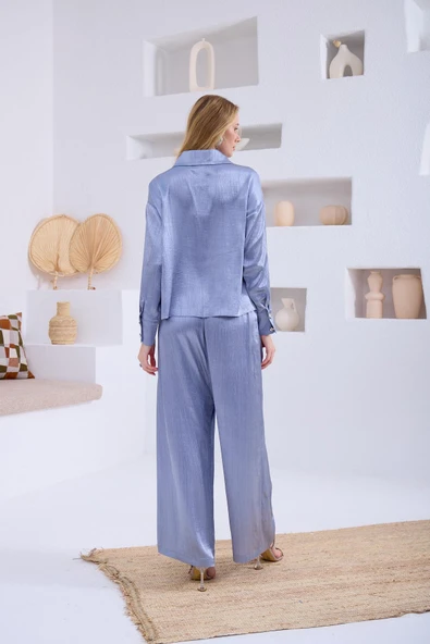 İPEK SATEN BOL PANTOLONLU TAKIM - 3