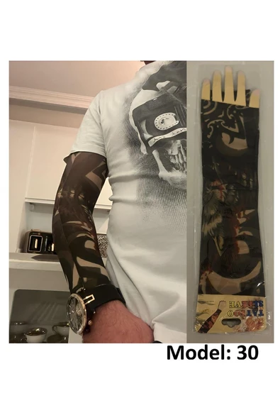 Süpertrend Giyilebilir Dövme Çift Kol 2 Adet Kol Çorap Dövmesi Sleeve tattoo Model30