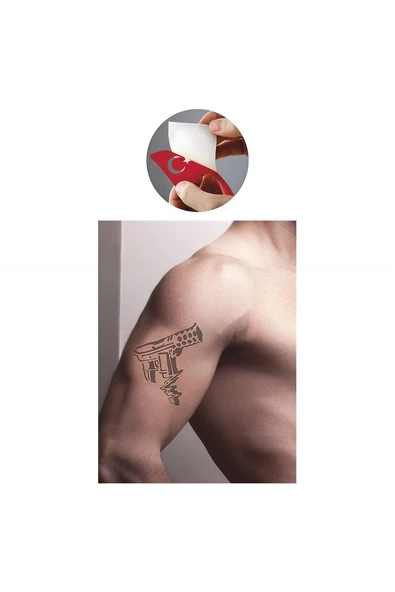Kruvazör Otomatik Taramalı Silah  Tattoo Geçici Dövme Şablonları Kına Kalıpları - 2