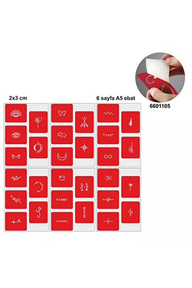 Süpertrend Minimal Desenler 30 Adet Minik desen Geçici Dövme Şablonu