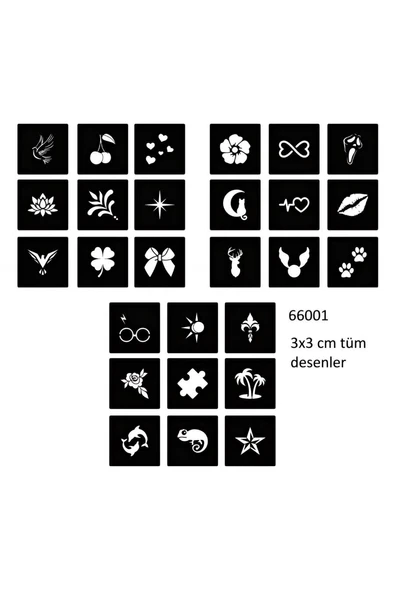Süpertrend Minimal 27 Adet Kadın Deseni 3 cm Geçici Dövme Şablonu