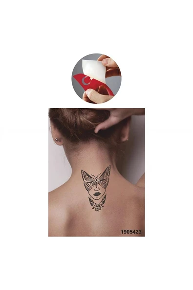 Kruvazör Kelebek Yüzlü Kadın Tattoo Geçici Dövme Şablonları Kına Kalıpları - 2