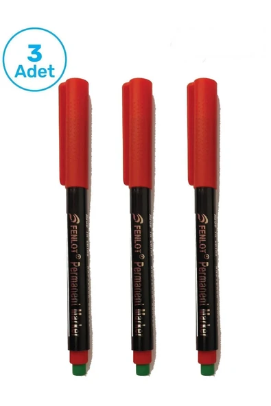 Fenlot Kırmızı Asetat Permanent Cd Kalemi Medium Uçlu (3lü set)