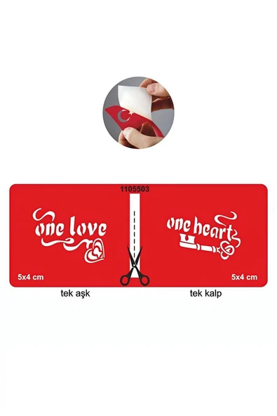 Kruvazör Tek Aşk Ve Kalp (Çiftler İçin) Tattoo Geçici Dövme Şablonları Kına Kalıpları