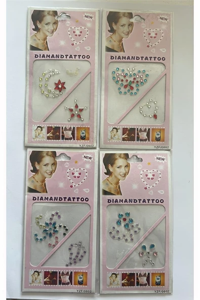 Süpertrend 4 Adet Birden Mini Face Gems Kristal Yüz Taşı Seti