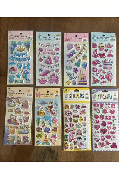 Süpertrend 8 Adet Birden Çocuk Eğitici Sticker Çıkartma Seti Model 8