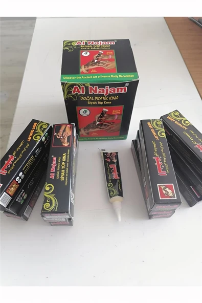 Süpertrend Al Najam Siyah 12 Tüp Hint Kınası Toptan Fiyatına Şablon Hediyeli