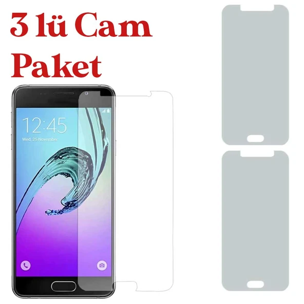 Samsung Galaxy A3 2016 Temperli Kırılmaz Cam Ekran Koruyucu 3 lü Set ürün görseli 1