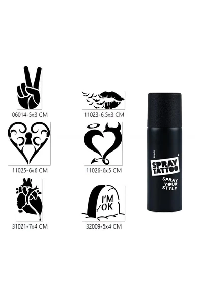 Süpertrend Öpücük Ve Kalp Sprey Dövme Seti Spray Tatto
