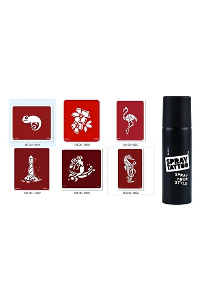 Süpertrend Bukalemun Ve Flamingo Geçici Sprey Dövme Seti Spray Tatto
