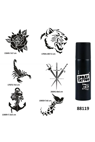 Süpertrend Akrep Gül Spray Tattoo Geçici Dövme Seti Dark Sprey Dövme Kiti