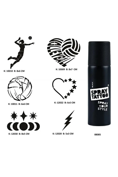 Süpertrend Voleybol Aşkı Spray Tattoo Geçici Dövme Seti Sprey Dövme Kiti