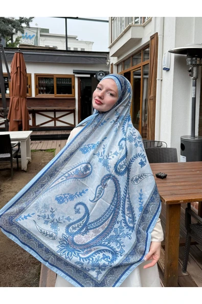 MODA Modal Soft Serisi Etnik Desen Şal Mavi - 3