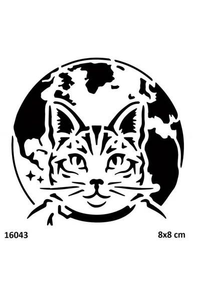 Kruvazör Dünya Kedi Geçici Dövme Şablonu Stencil Kalıp - 1
