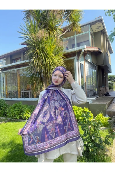 MODA Timeless Wieve Serisi Etnik Desen Şal Mor - 4