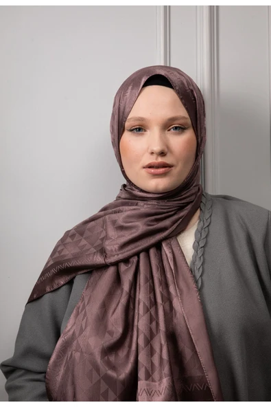 MODA Üçgen Desen Parlak Jakar Şal Kahve - 4