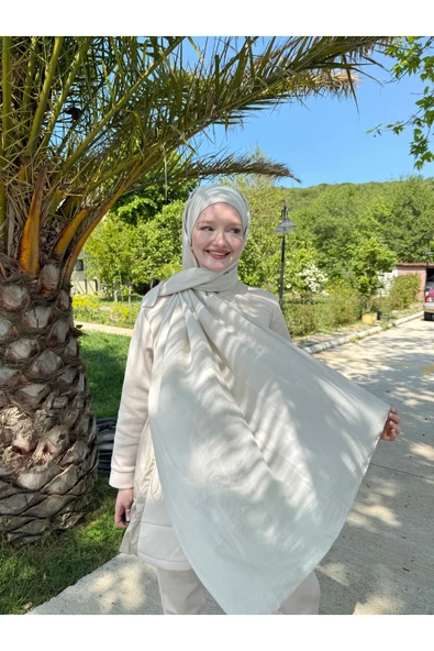 MODA Pamuk Caz Şal Krem - 3