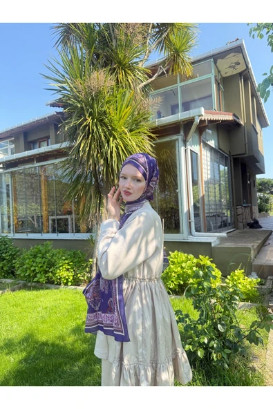 MODA Timeless Wieve Serisi Etnik Desen Şal Mor - 5