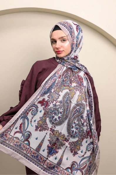 MODA Timeless Wieve Serisi Etnik Desen Şal Vizon - 3