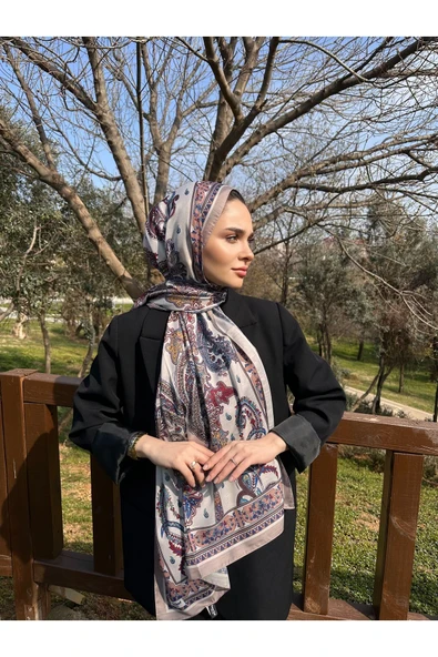 MODA Timeless Wieve Serisi Etnik Desen Şal Vizon