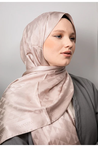 MODA Üçgen Desen Parlak Jakar Şal Sütlü Kahve - 6