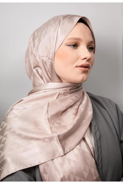 MODA Üçgen Desen Parlak Jakar Şal Sütlü Kahve