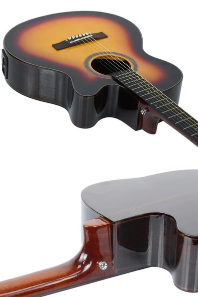 Maxword M501-SB-EQ Profesyonel Sunburs Elektro Akustik Gitar Seti 4/4 Yetişkin Seri üst Segment - Resim 2
