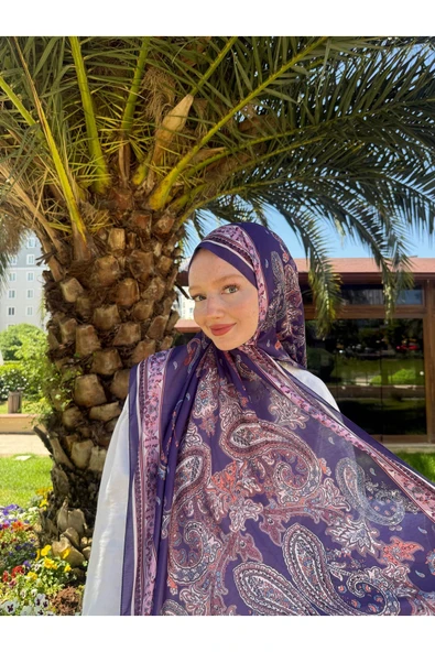 MODA Timeless Wieve Serisi Etnik Desen Şal Mor