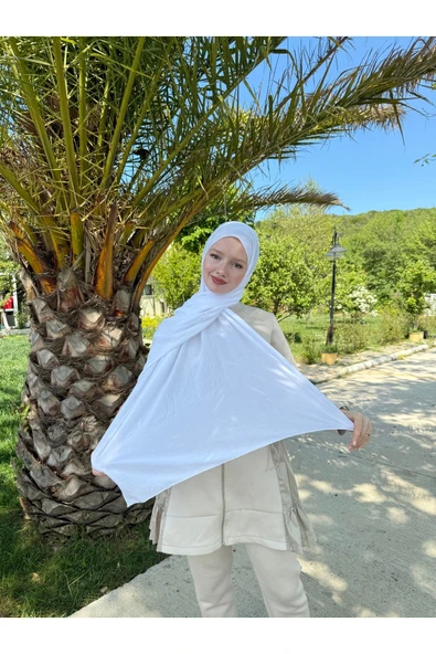 MODA Pamuk Caz Şal Beyaz - 4