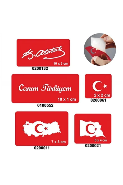 Kruvazör Canım Türkiyem 5'li Set Geçici Dövme Kına Şablonu