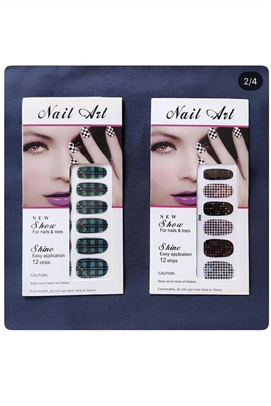 Kruvazör Nail Art Tırnak Süsleme Ekose Tırnak dövmesi 