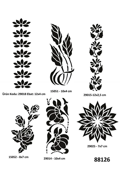 Kruvazör Kadın Mandala ve Çiçek desenleri Geçici Dövme Şablonu Seti