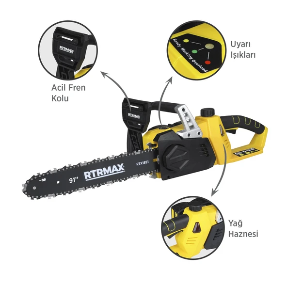 RTX1891B Şarjlı Ağaç Kesme Motoru - Akü Hariç - 3
