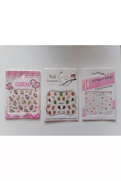 Kruvazör Tırnak Süsleme Sticker 3 Kartela Birden Model 3