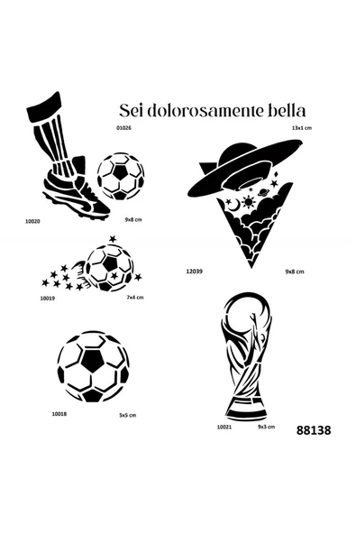 Kruvazör Futbol 6 Adet Stencil Dövme Kalıbı Şablon