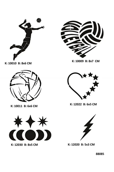 Kruvazör Voleybol Aşkı Geçici Dövme Stencil Seti Dövme Kalıpları