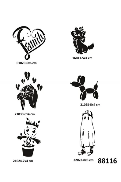 Kruvazör Çocuksu Modeller 6 Adet Geçici Dövme Şablonu Tattoo Stencil Modelleri