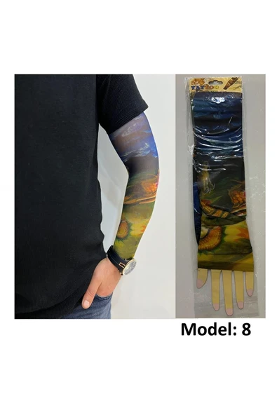Kruvazör Giyilebilir Dövme Çift Kol 2 Adet Kol Çorap Dövmesi Sleeve tattoo Model8
