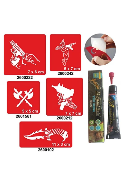 Kruvazör Silah Desenleri Hint Kınası ile Geçici Dövme Yapma Seti